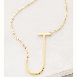 “J” Anthropologie Block Letter Monogram Necklace